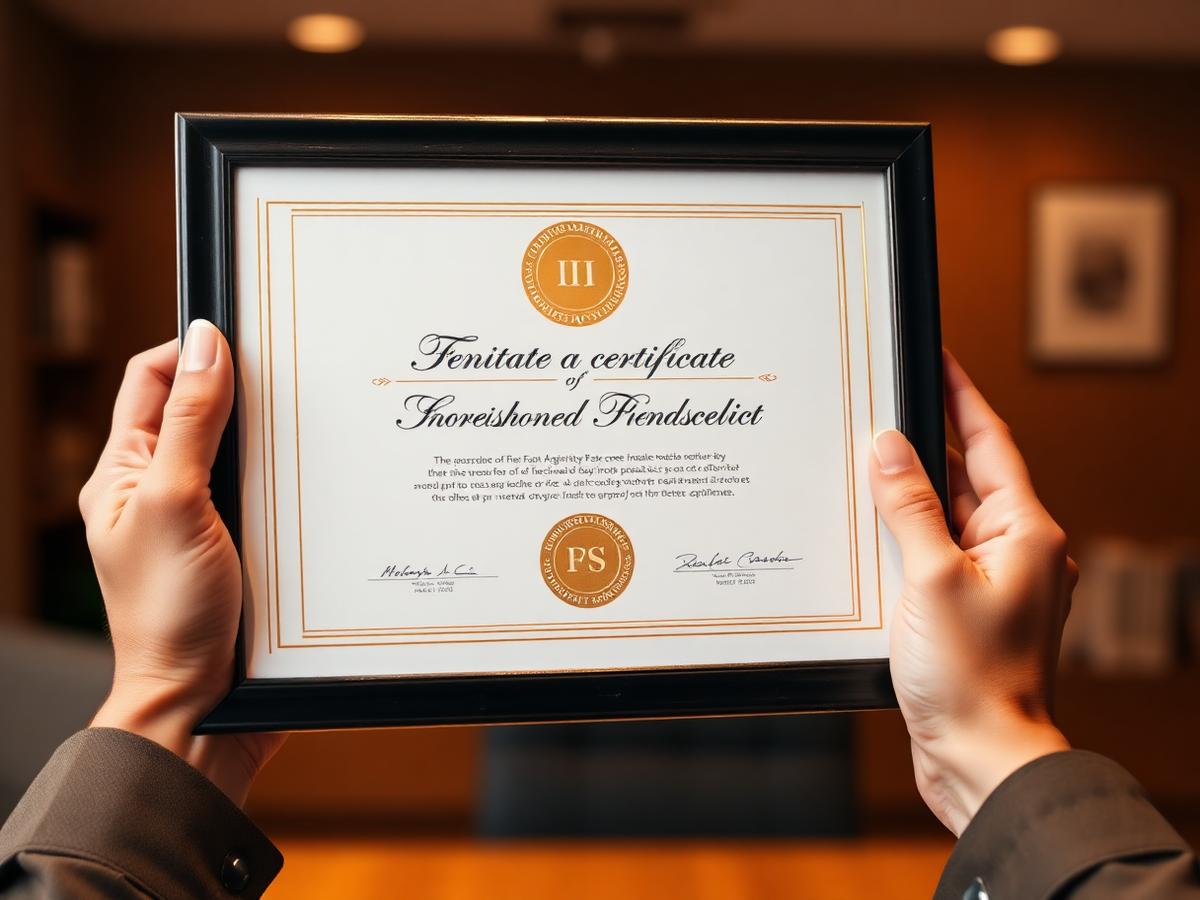 Professional certificate presented